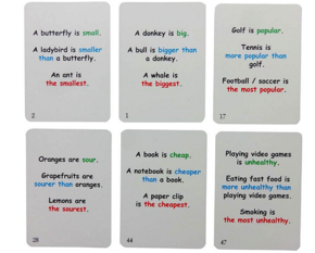 Adjectives, Comparative and Superlatives Fun Cards (Прилагательные, степени сравнения), игра на англ.яз.